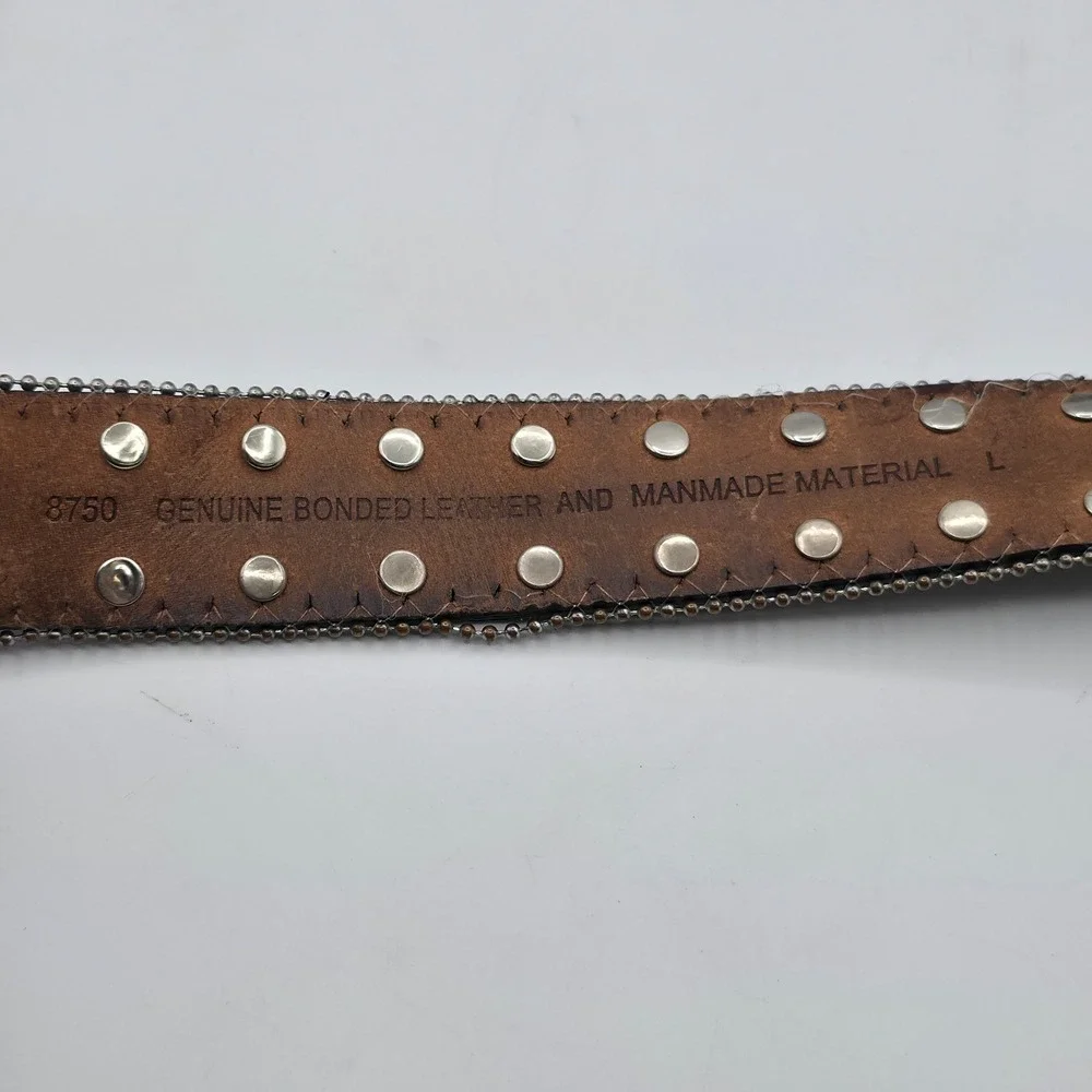 Unbranded Western Belt Womens XL‎ Brown Rhinestone Bling Croc Embossed Cowgirl